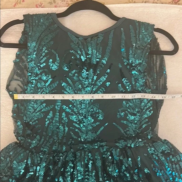 Emerald Green Sleeveless Crew Neck A-line Dress - Picture 13 of 16